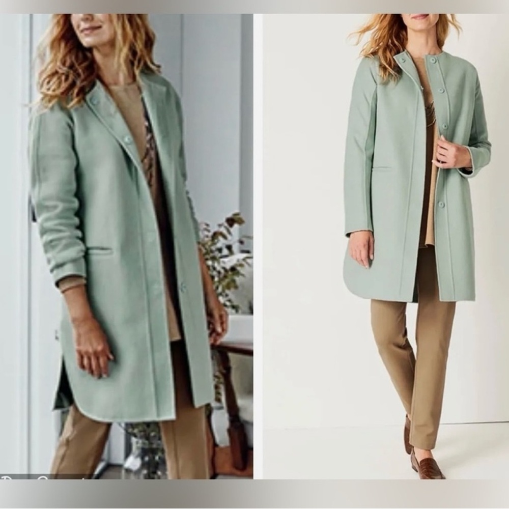 J.Jill Double-faced Snap-front White Jade Coat NWT Sz Large